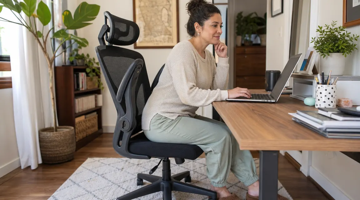 GABRYLLY chair flip-up armrests shown in raised position to pull the chair flush against a desk